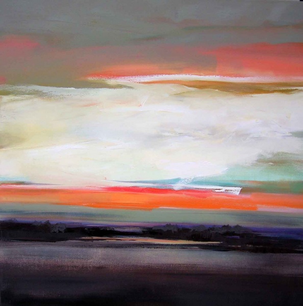 Orange Sunset-Oil Painting-92x92cm