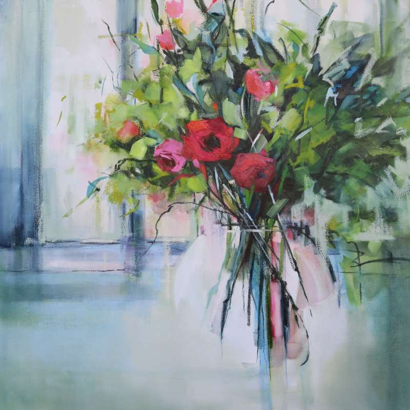 Roses in Window - Sara Paxton Artworks
